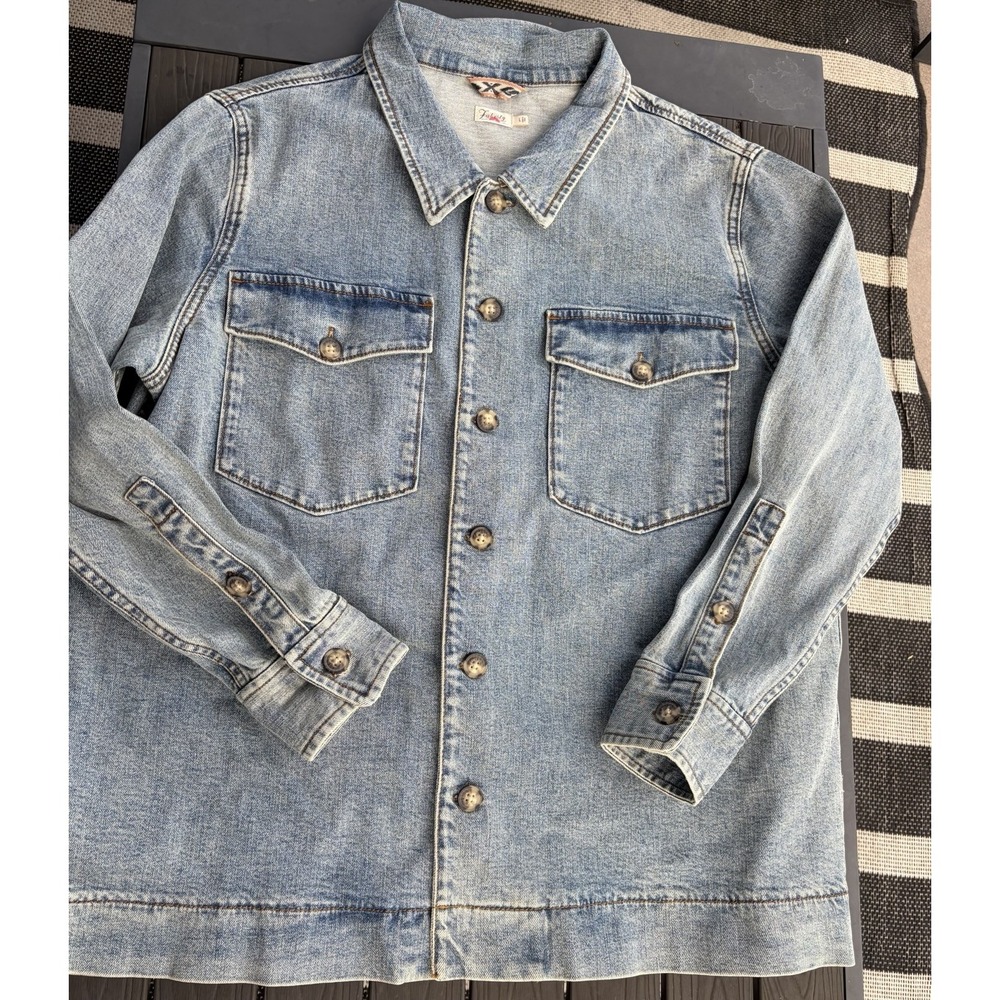 Faherty Women's Oversize Chore Denim Jacket, Long Denim  Size Large
